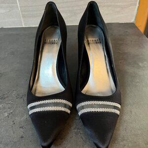 Stuart Weitzman Black Satin Heels with glitter Size 7